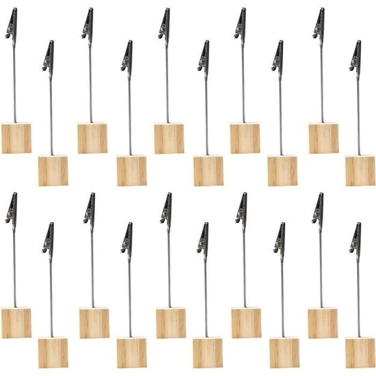 Lot De 10 Pinces à Photos En Bois Cactus Avec Base - Décoration Anniversaire, Mariage, Bureau