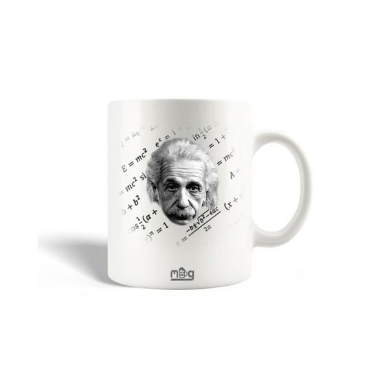 Mug Céramique Albert Einstein - Tasse Blanche Avec Impression Scientifique, 350g, Lavable Lave-vaisselle
