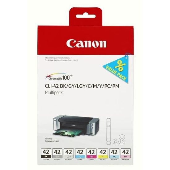 Cartouche d'encre CLI-42 8inks - CANON - Noir et couleur - Capacité standard - multipack 8 encres
