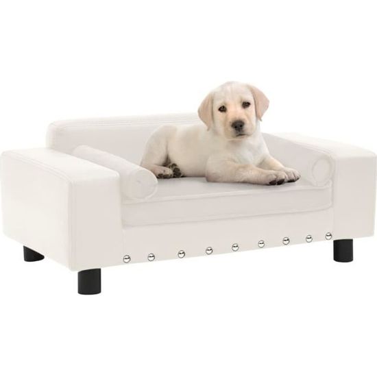 5115•NEW•Canapé pour chien design scandinave coussin Lit Fauteuil pour chien Chat Crème 81x43x31 cm Peluche et similicuir Size:81 x