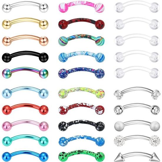 CASSIECA 21-teiliges Piercing Set - Chirurgenstahl 16G/18G/20G Für Ohr, Nase, Lippe