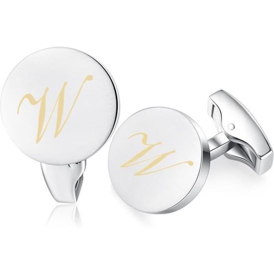 Boutons De Manchette Vintage Initiale A Hologramme - Lucite, Métal Doré, Occasion