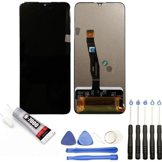 Ecran Complet: Vitre tactile + Ecran LCD compatible avec Huawei Psmart P smart 2020 taille 6.21" Noir + Kit outils + Colle B7000