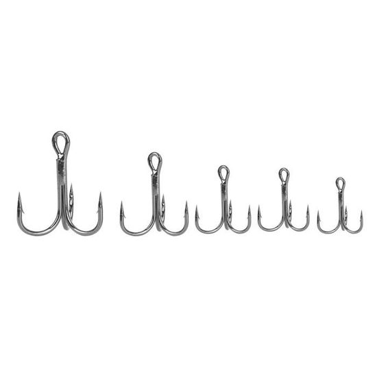 50 Hameçons Triples Nimoa – Acier Carbone, 5 Tailles (2/4/6/8/10), Couleur Marron, Pour Pêche Eau Douce Et Mer