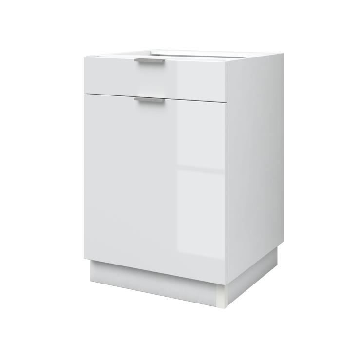 Ava Caisson Bas De Cuisine L 60 Cm 1 Porte 1 Tiroir Blanc