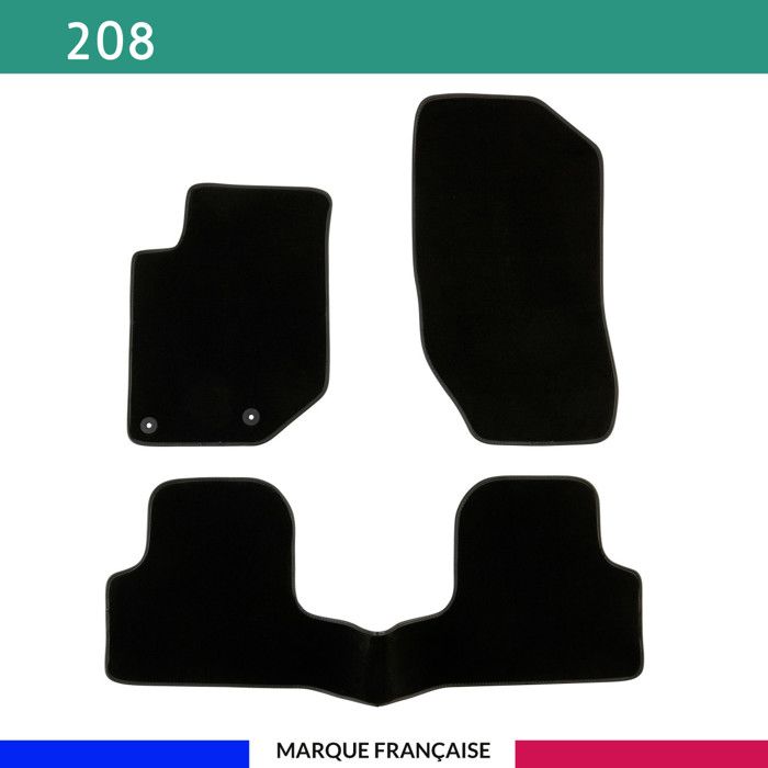 Tapis de voiture - Sur Mesure pour 208 (dès 2019) - 3 pièces - Tapis de sol antidérapant pour automobile