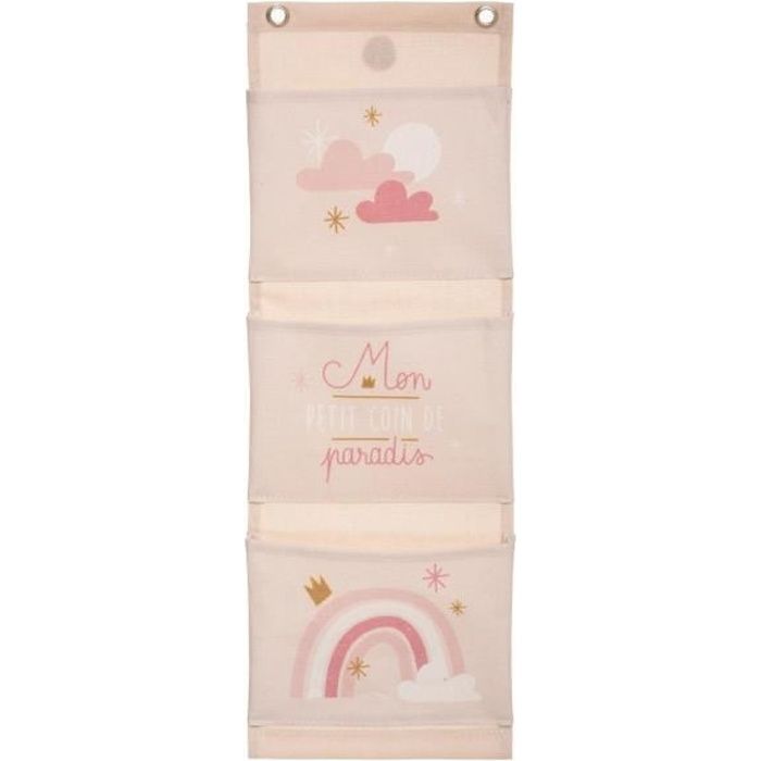 Atmosphera - Rangement à suspendre 3 pochettes coloris Rose Beige