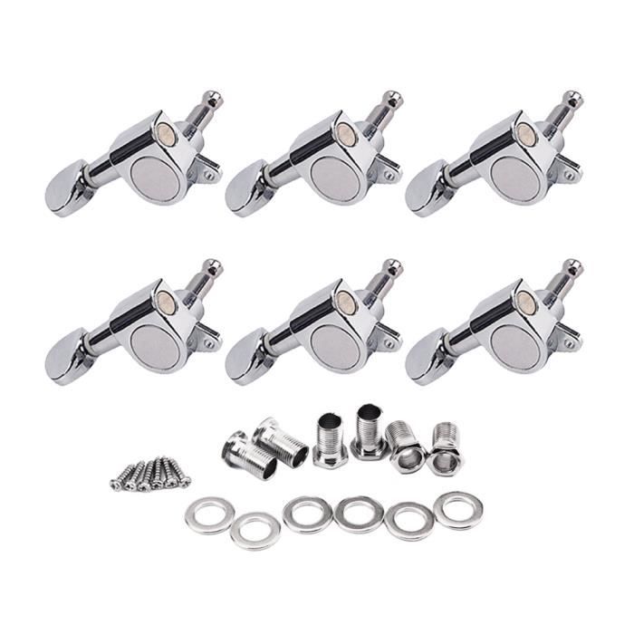 GC206F Nouvelles têtes de machine à guitare Fender de style vintage 6 en ligne 6L Cheville Pegs (Argent)