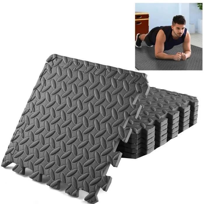 Tapis de Sol de Gym Sport avec 6Dalles de Protection en Mousse Multi Usages Noir