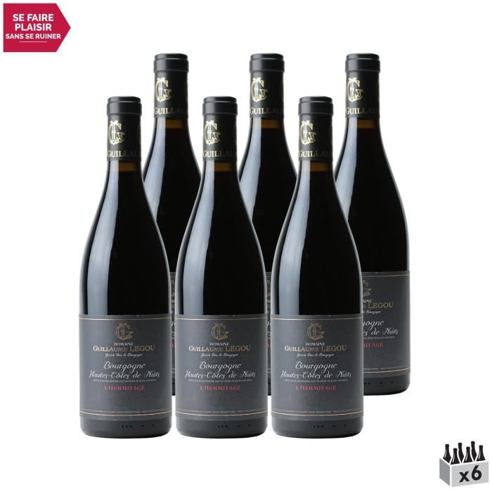 Bourgogne Hautes Côtes de Nuits L'Hermitage Rouge 2019 - Lot de 6x75cl - Domaine Guillaume Legou - Vin AOC Rouge de Bourgogne