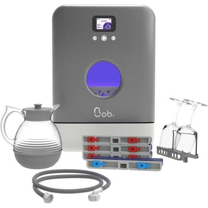 Bob le mini lave-vaisselle - Autonome réservoir intégré - 6 programmes de lavage - Désinfection UV-C - Édition Silver Made in France