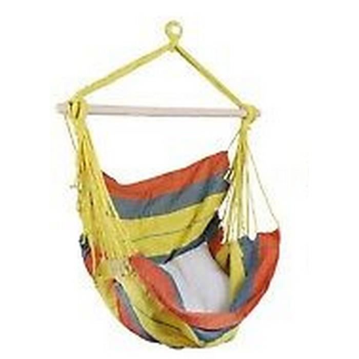 CHAISE COULEUR JAUNE SUSPENDUE HAMAC FAUTEUIL BALANCELLE EN TISSU POUR JARDIN EXTÉRIEUR OU INTERIEUR BALANÇOIRE CAMPING ZEN