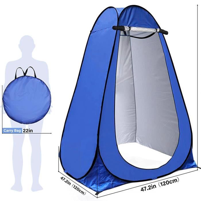 Tente de Douche d'extérieur -145x145x186cm Tente Toilette Cabinet de Changement Camping Abri de Plein Air Vestiaire Portable Bleu