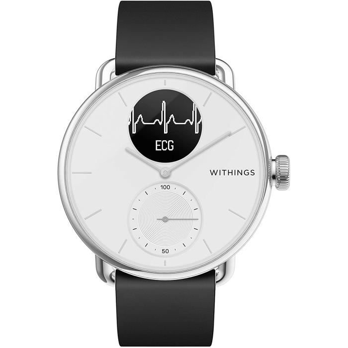 MONTRE CONNECTEE SPORT Withings Scanwatch Montre Connectée Hybride avec ECG, Fréquence Cardiaque, SPO2 et Suivi du285