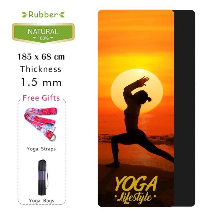 Tapis de sol,Tapis de Yoga antidérapant, Portable, en caoutchouc naturel, sain, imprimé, pour salle de- Type 185X68CM Thick 1.5mm -B
