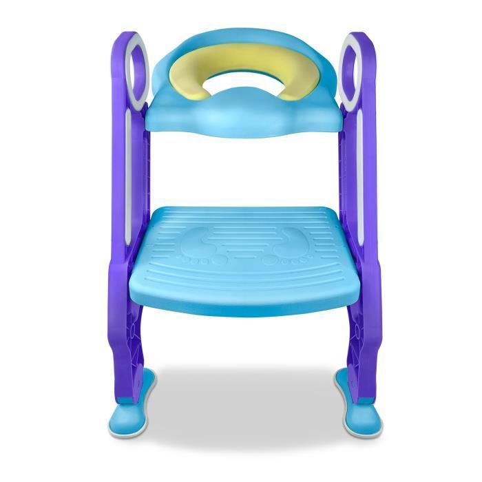 Aufun Siège de toilette pour enfants avec rembourrage en PU réglable en hauteur Potty Trainer pliable, bleu + violet