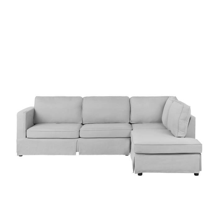 Canapé angle à gauche en tissu gris clair BONDAL