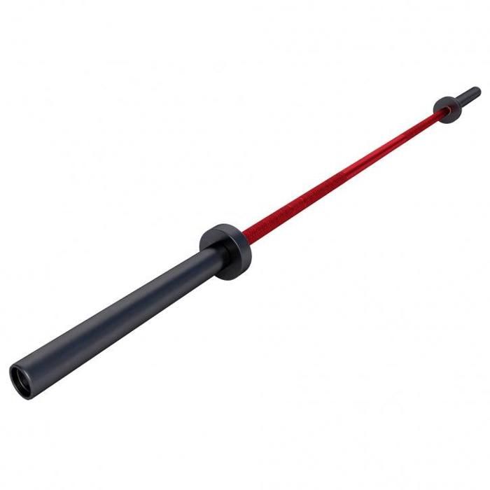 Barre longue Olympique 50 mm - Version premium - Noir/ rouge