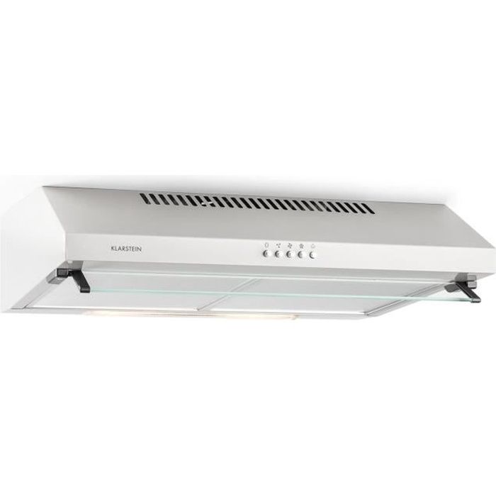 Klarstein Purista Hotte aspirante Encastrable 60 cm 166 m³-h Montage mural Métal Verre