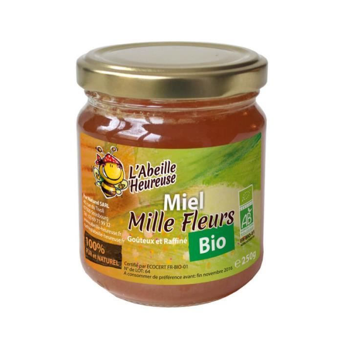 L'Abeille Heureuse Miel Mille Fleurs Bio 250g