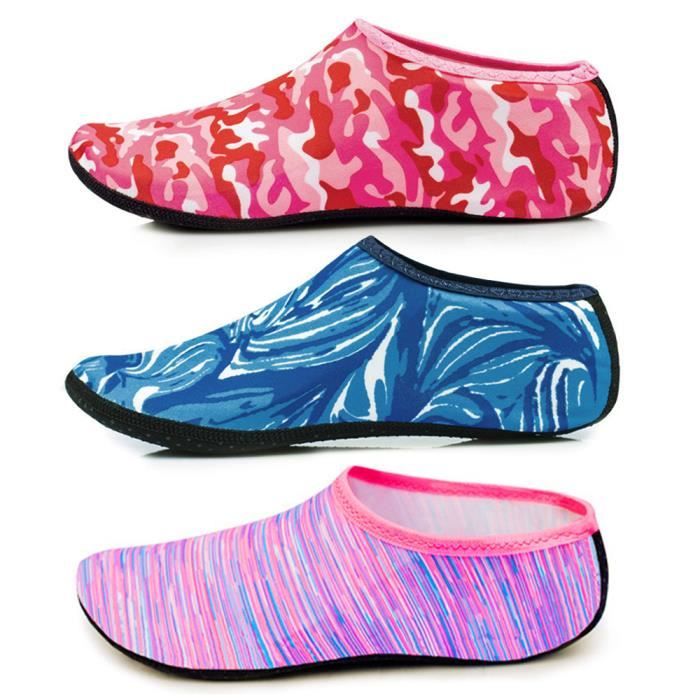 Lot de 3 Paires Chaussures Aqua Anti-dérapantes sur la Plage Isolation Thermique Yoga Exercice Piscine Nager pr Mixte Adulte Enfant
