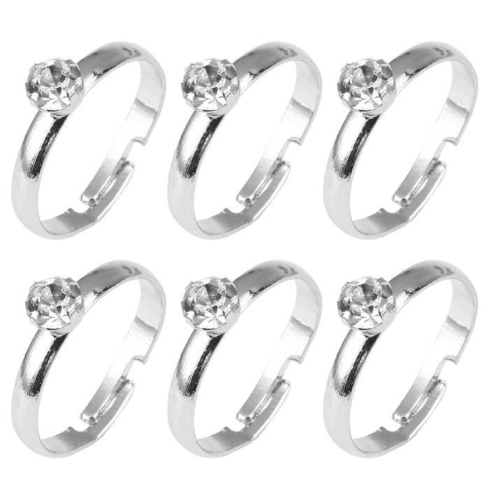 48 pièces bague en argent diamant artificiel décoratif classique anneau bijoux accessoires pour filles dames femmes CHEVALIERE