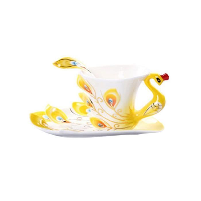 1 pc ensemble de tasse à café émail porcelaine en forme de paon à en céramique ensembles à thé d'art moderne pour un usage BOL