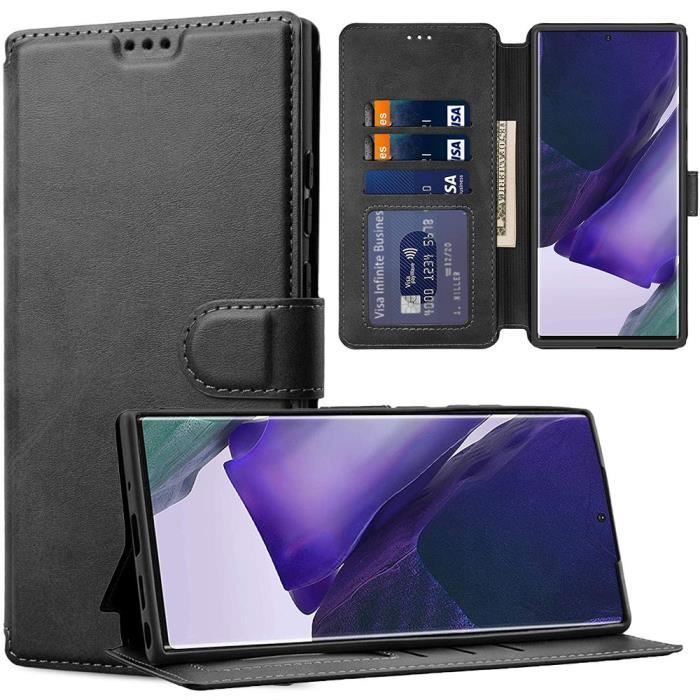 Coque pour Samsung Galaxy S22 Ultra - Portefeuille Noir Rabt Antichoc
