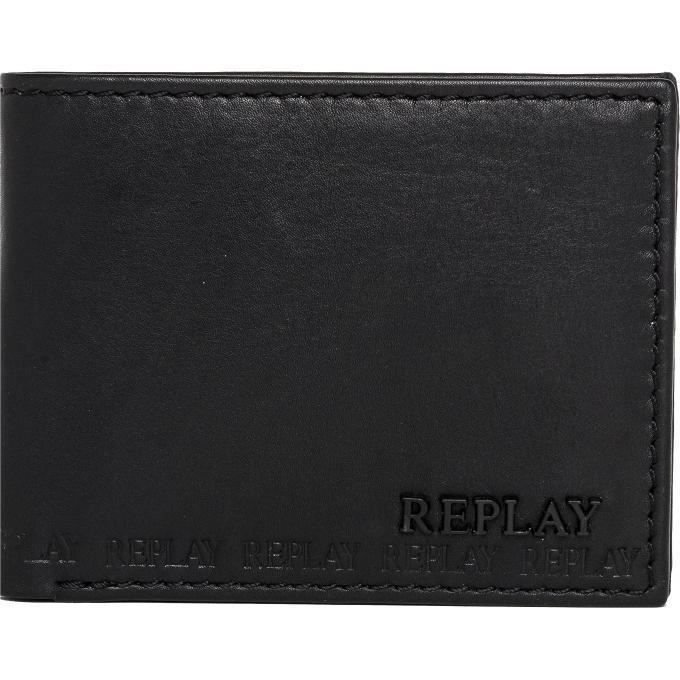 portefeuille horizontal cuir replay noir