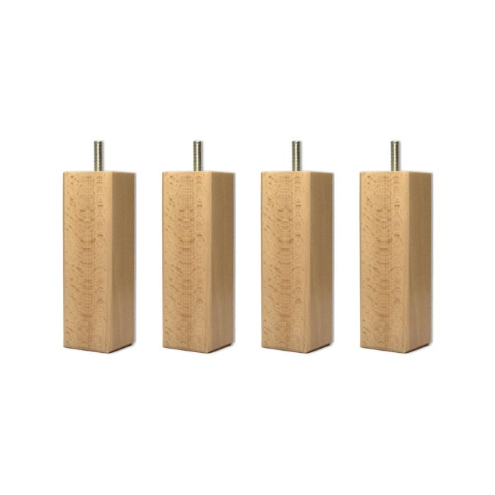 4 pieds carrés bois vernis naturel 15 cm