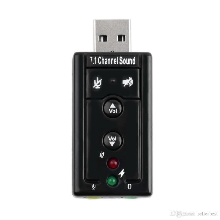 Carte son USB externe 7.1 - Son 3D dynamique 12 Mbp - PC Mac - USB - Noir