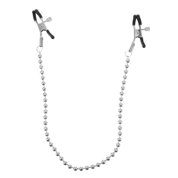 Pince à tétons avec chaîne de perles de fer Clips de poitrine non perforants Flirting Sex Toys BALLE DE TENNIS