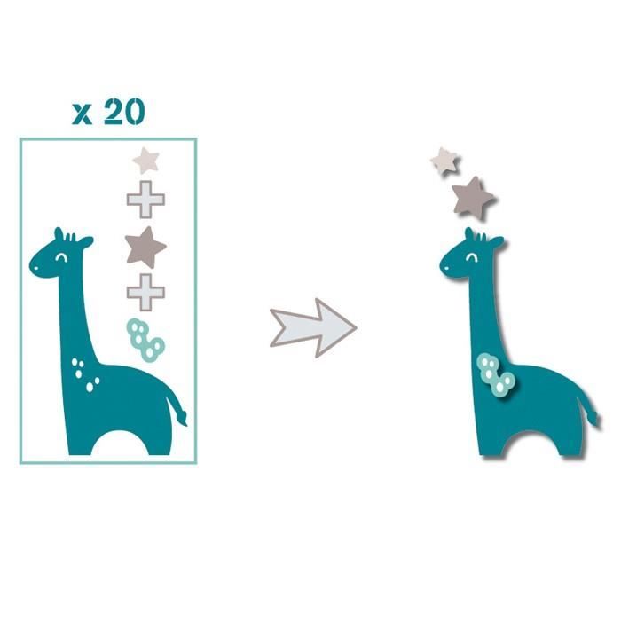 TOGA Pack de 20 Formes découpées Girafes - Bleu et taupe