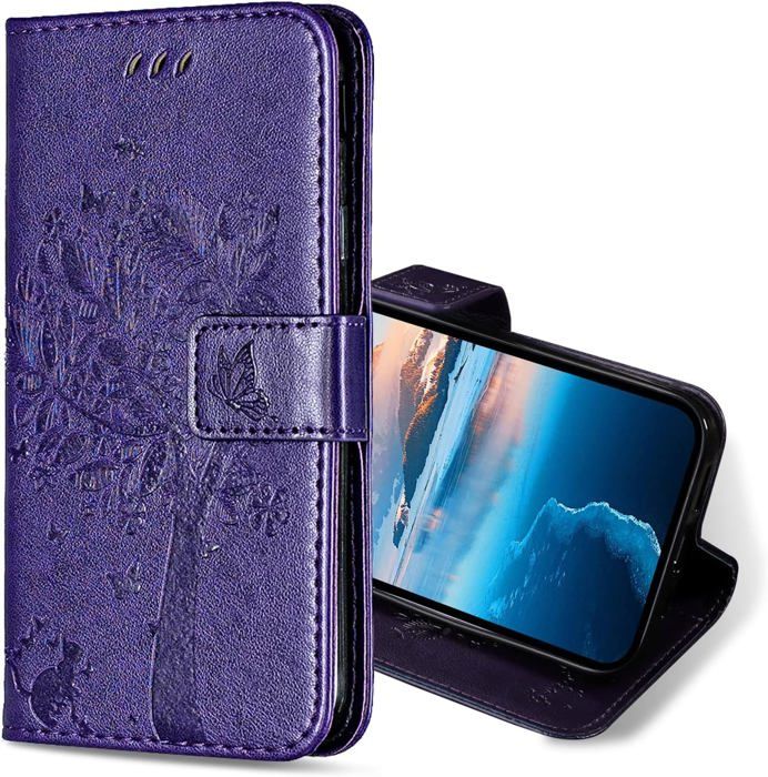 Étui Cuir STILGUT à Rabat Pour IPhone SE 3/SE 2020/8/7 - Cuir Nappa Bleu Foncé, Fermoir à Clip, Intérieur Microfibre, Fabrication Berlin