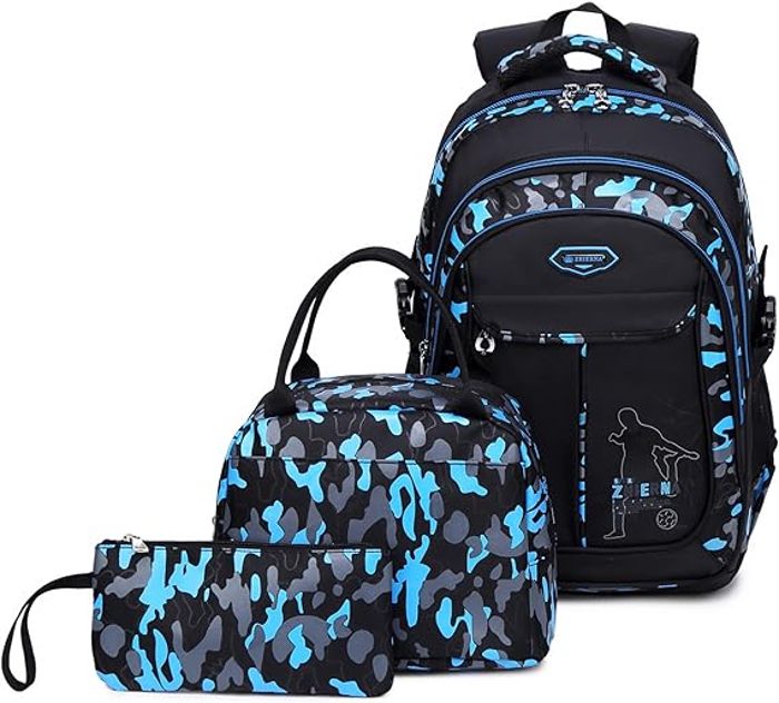 Sac a Dos Garcon Cartable Camouflage Sets de Sacs Scolaires 3 en 1 Grande capacite Sac d Ecole Ecole Intermediaire Secondaire Bleu Cdiscount Bagagerie Maroquinerie