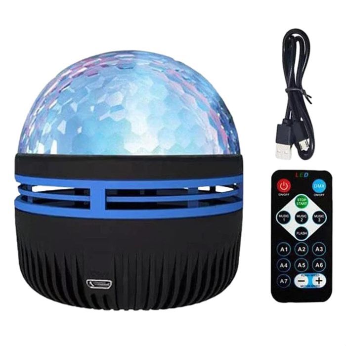 Mini Projecteur Boule Disco Rechargeable - Lumière Étoilée Et Vagues D'Eau Avec Son Activé