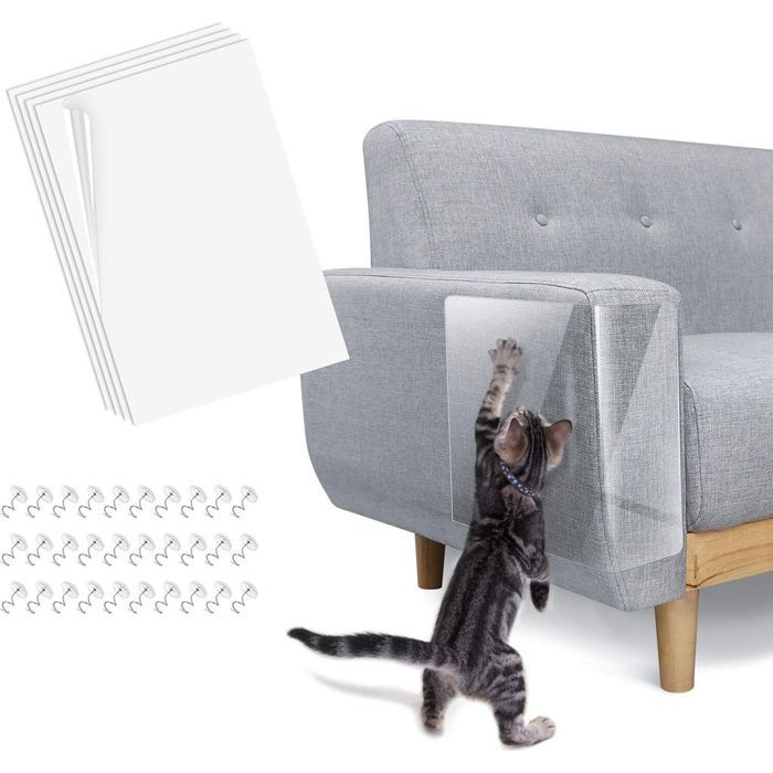 Comparer les prix de Lot de 4 griffoirs pour chat – Protection de meubles contre les griffes autocollants transparents anti-griffes pour canapés et
