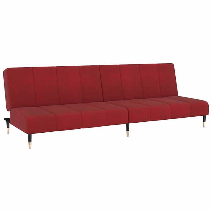 （27374） Canapé-lit 2 places - Causeuse - rouge bordeaux velours ...