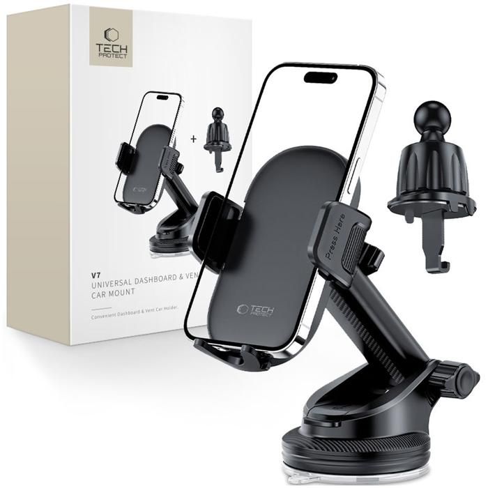 Support de Voiture - Tech-Protect V7 - Universel - Pour Téléphone - Ventilation Tableau de Bord