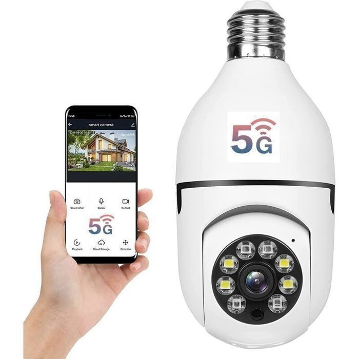 Caméra ampoule WiFi 360 degrés extérieure 24 GHz et 5 GHz WiFi ampoule caméra caméra de sécurité sans fil WiFi