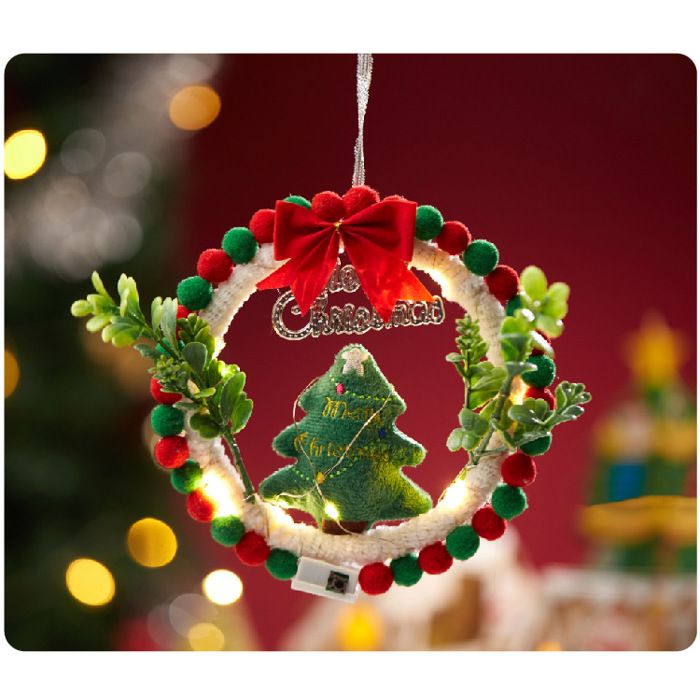 Couronne De Noel Porte Lumineuse, Couronne De Noel à Décorer En Sapin, Couronne De Noël Porte D'entrée, Guirlande De Noel Décoration Noël Exterieur