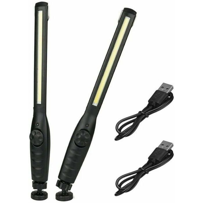 2 Pièces Lampe de Travail Magnétique LED Lampe de Poche Rechargeable Super Lumineuse pour Garage Camping Randonnée Réparation a