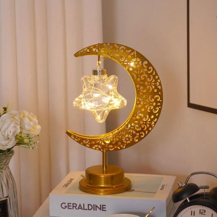 Lampe de Bureau - OKUMGGYJ - Lune-Étoile - Jaune - Éclairage Doux - Décoration Ramadan