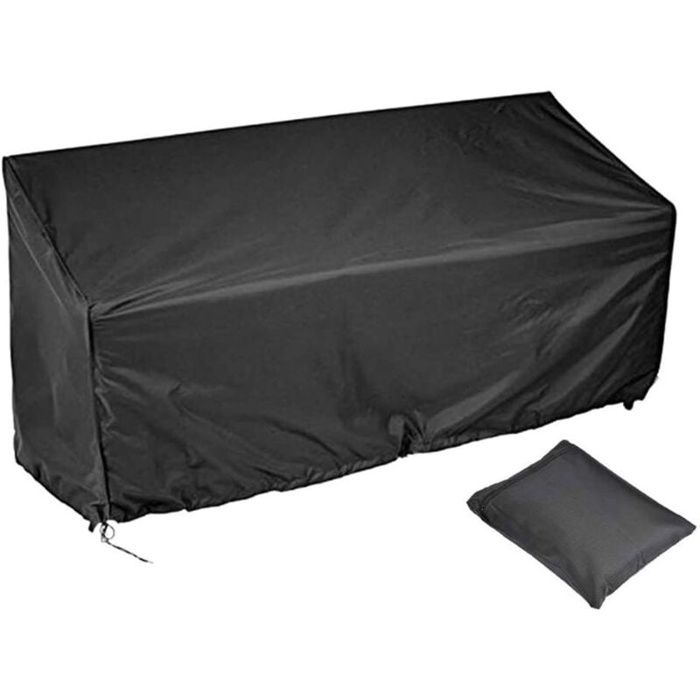 AIMOONSA Housse de banc de jardin imperméable noire 162×66×89 cm avec sac de rangement