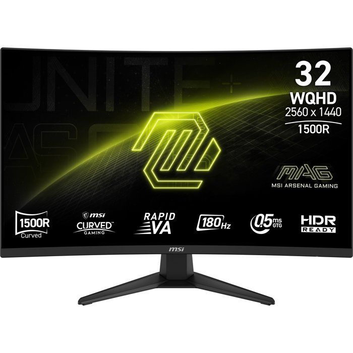 Ecran PC Gamer incurvé - MSI - 32 - QHD - 180Hz - Dalle VA - 05 ms - RAPID VA