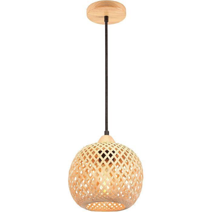 STOEX Lustre Suspension Style Bohème Abat-jour en Bambou Lampe Suspendue Rustique Vintage E27 pour Salle à Manger Salon Restaurent