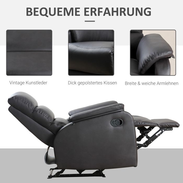 S*MAX Fauteuil de télévision électrique réglable - En cuir synthétique de qualité supérieure - Fonction couchage - Alimenté par moteur OKIN - Poches latérales - Port de charge USB - Marron