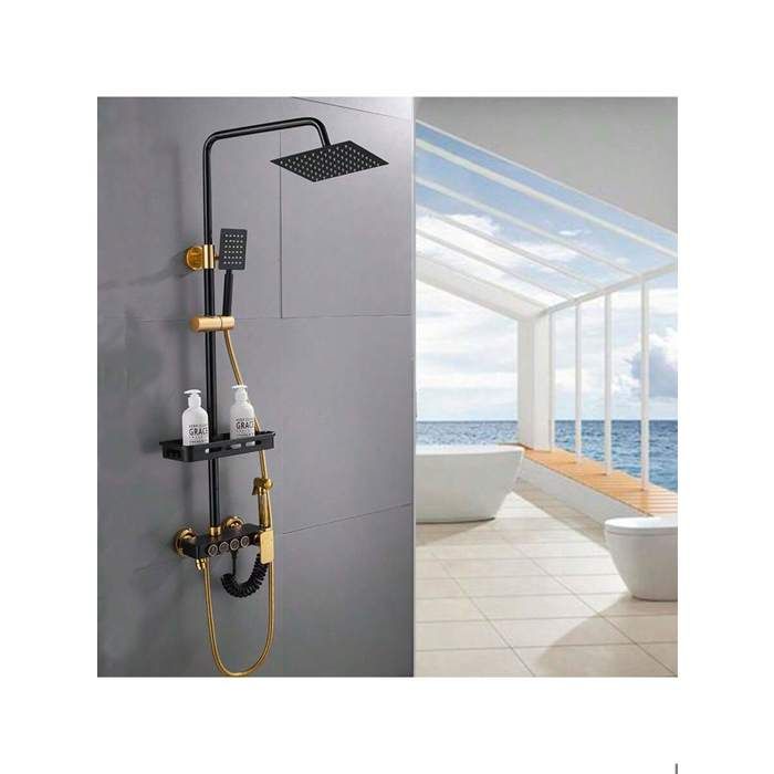 Ensemble de douche tout cuivre pommeau de douche multifonctionnel de style européen - avec support de rangement