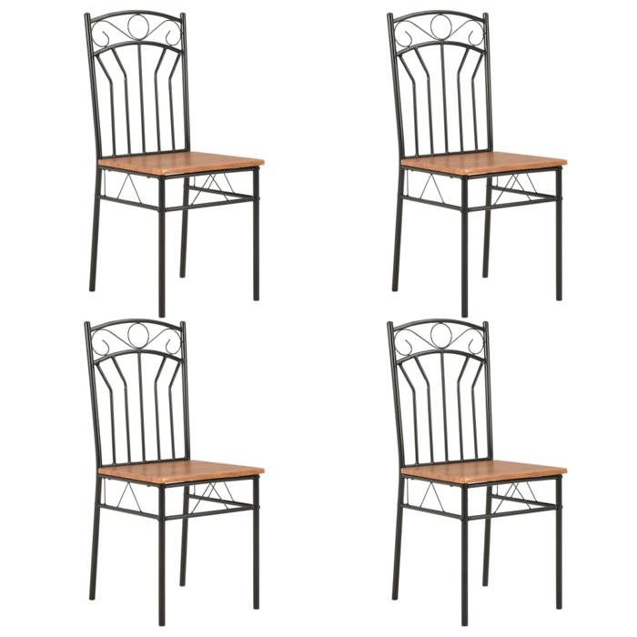 Chaises à manger en MDF - vidaXL - Lot de 4 - Brun - 40x48x86 cm - MDF et acier - Style industriel - Ergonomique
