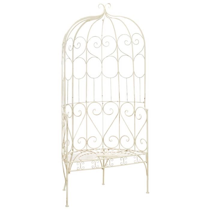 Banc de jardin en fer - vidaXL - 95 cm - Blanc antique - Fer forgé - 92 cm largeur du siège - 50 cm profondeur du siège